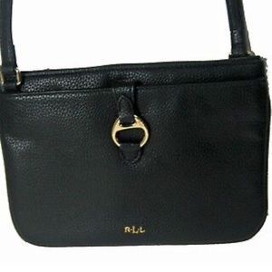 Ralph Lauren Anfield II Crossbody Bag Black with Gold Hardware